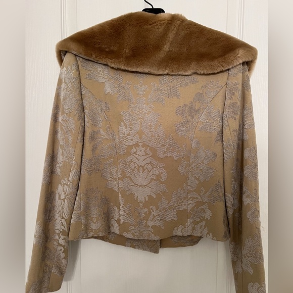 Anthropologie Odille Brocade Faux Fur Collared Jacket, 60s, Mid Century  - Sz 2 - Picture 4 of 16